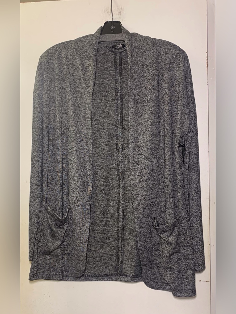 DKR Apparel Open Cardigan with Patch Pockets-Graphite Melange